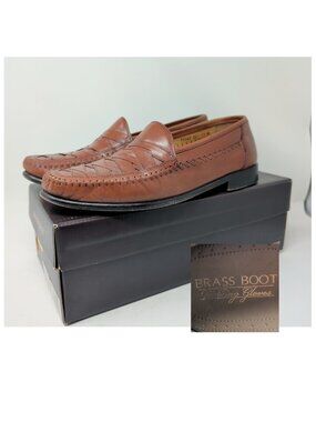 Vintage Brass Boot Brown Tan Loafers 11 Leather Shoes